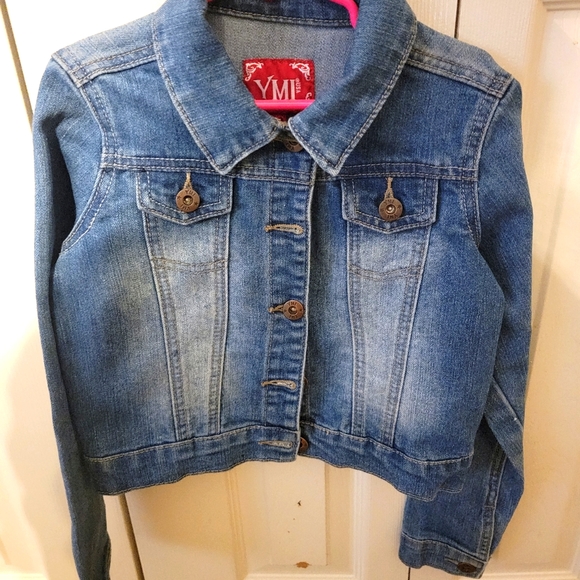 Girls Distressed Crop Jean Jacket. Size S . - Picture 1 of 4